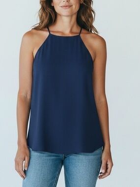 miami Navy High-Neck Halter Camisole